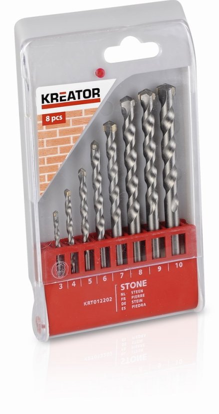 8 ks Vrtáků do zdiva 3-10 mm KREATOR KRT012202