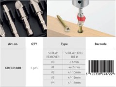 5 ks vytahovačů šroubů KREATOR KRT061600