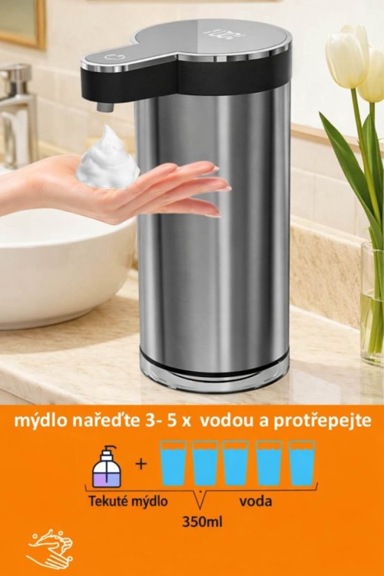 Bezdotykový dávkovač pěnového mýdla nerezový GLOX FST01S
