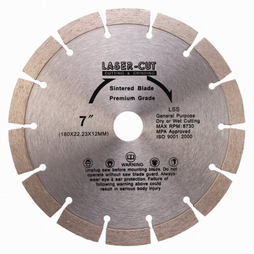 Diamantový kotouč segmentový 180 x 22,23 x 12mm LSS LASER-CUT L00109