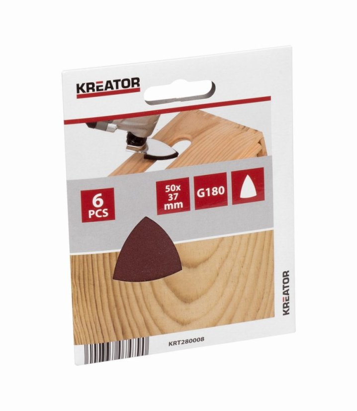 Brusný papír 50mm prstového tvaru G180 6ks KREATOR KRT280008