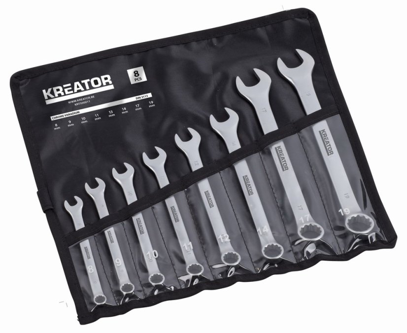 Sada klíčů očko/otevřený 8-19mm 8ks v kapse KREATOR KRT500011