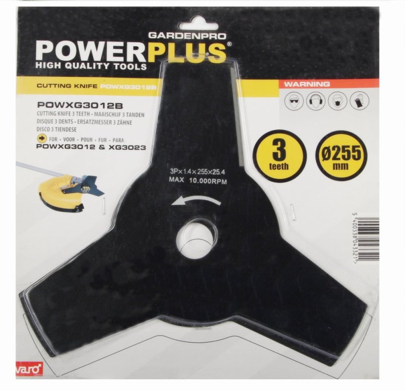 Žací nůž pro křovinořezy 255mm 3T POWERPLUS POWXG3012B