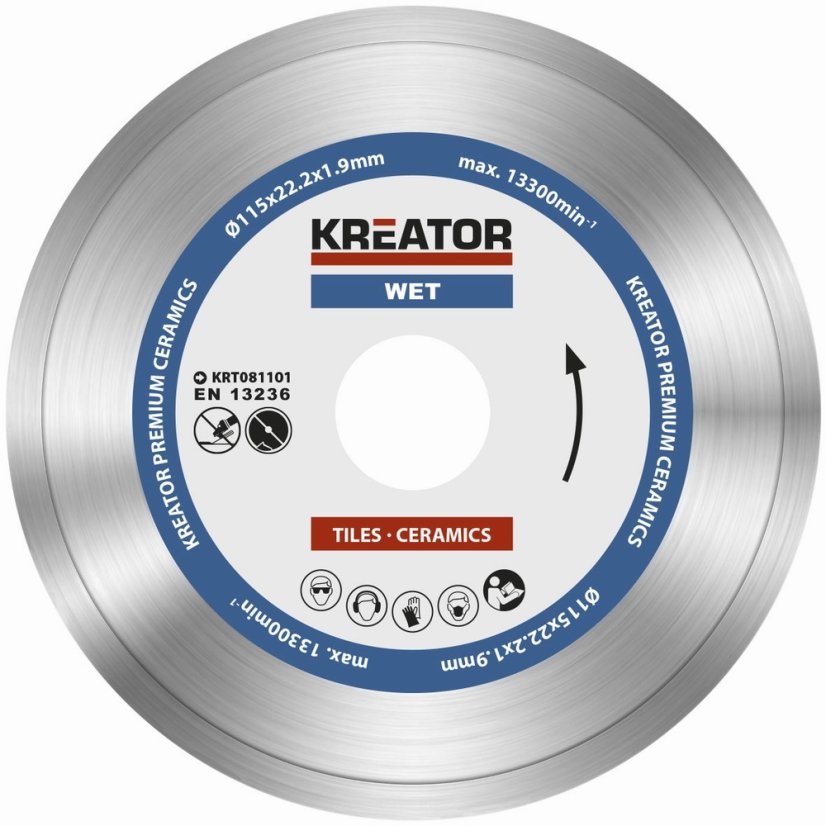 Diamantový kotouč celoobvodový 115mm PREMIUM KREATOR KRT081101