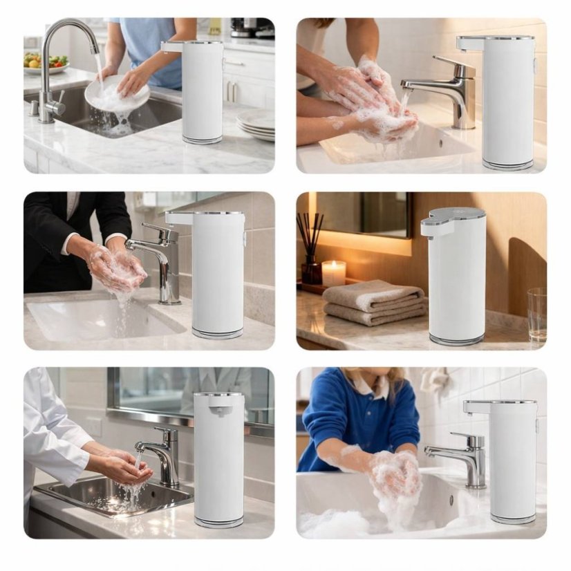 Bezdotykový dávkovač mýdla nerezový bílý GLOX GST01W