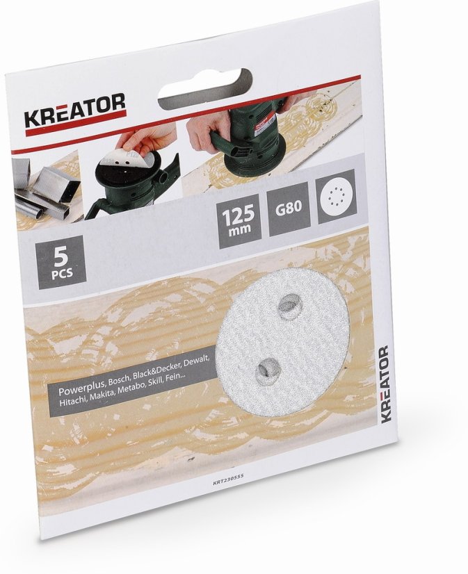 5x Brusný papír 125 mm na barvu G80 KREATOR KRT230555