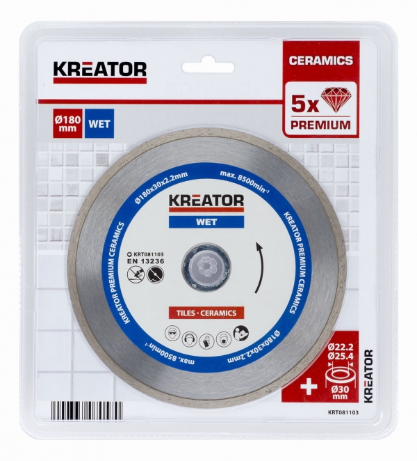 Diamantový kotouč celoobvodový 180mm PREMIUM KREATOR KRT081103