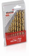 10 ks HSS Vrtáků do kovu TIN SET 1-10 mm KREATOR KRT012102