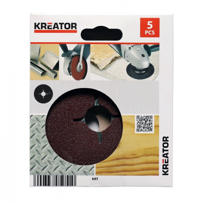 5x Fibrový brusný kotouč 115 mm G100 KREATOR KRT250006