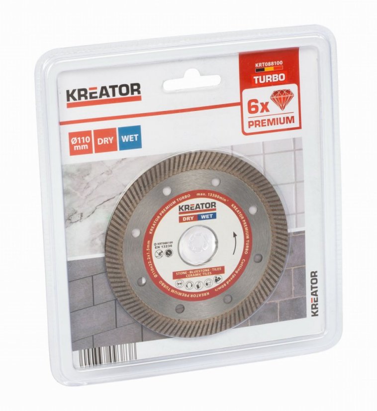 Diamantový kotouč celoobvodový 110mm PREMIUM TURBO KREATOR KRT088100