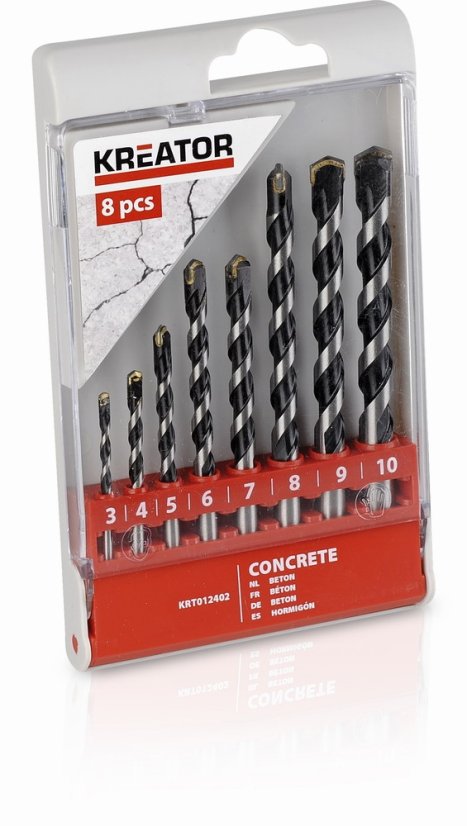 8 ks Vrtáků do betonu SET 3-10 mm KREATOR KRT012402