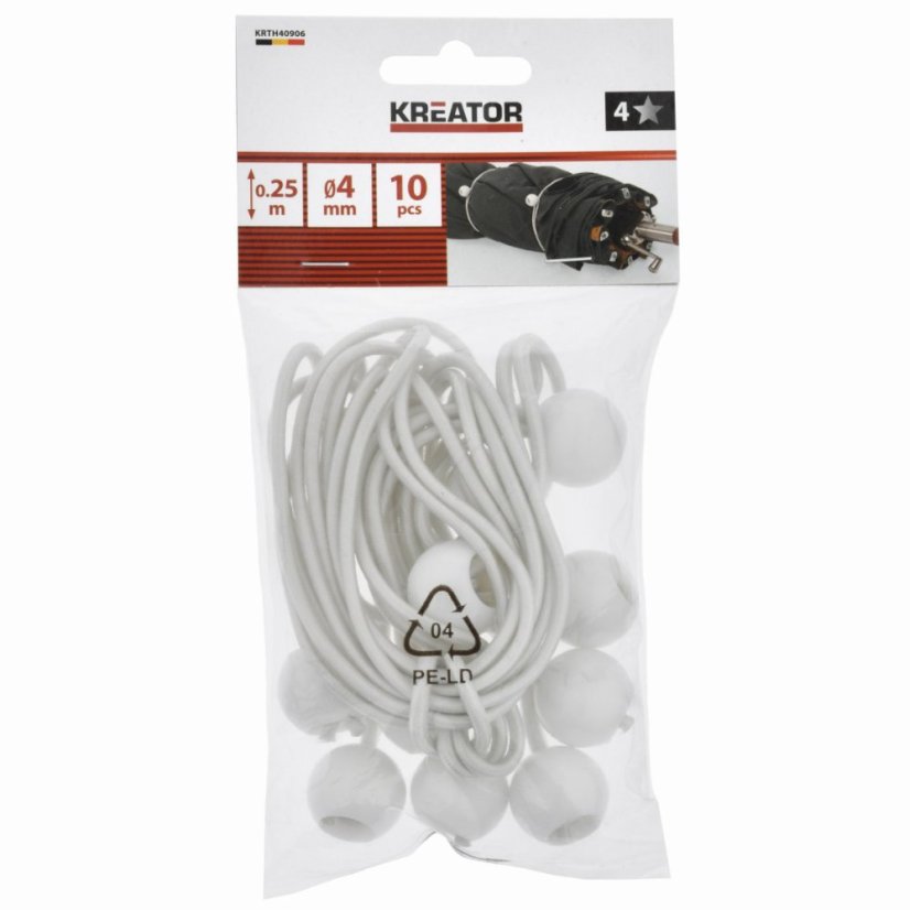 Upínací gumy s kuličkou 4mm, 25cm 10ks KREATOR KRTH40906