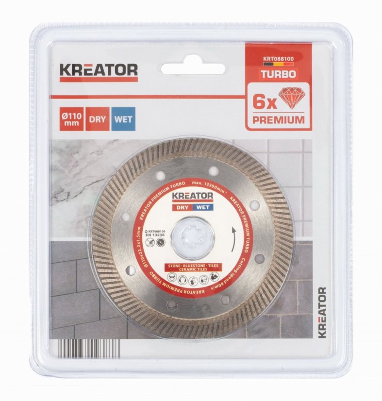 Diamantový kotouč celoobvodový 110mm PREMIUM TURBO KREATOR KRT088100