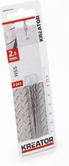 3ks HSS vrták do kovu 2,5x57 mm KREATOR KRT010104