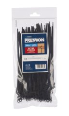 Sťahovacie pásky s otvorom čiernej 4,8 x 200mm 100ks PREMION PREP00030
