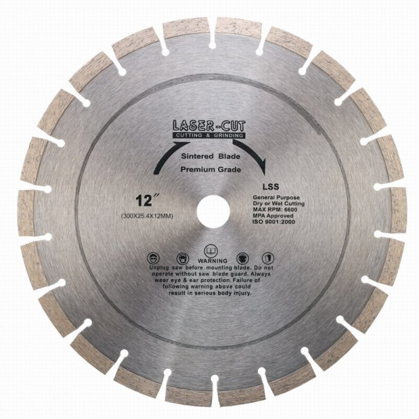 Diamantový kotúč segmentový 300 x 25,4 x 12mm LSS LASER-CUT L001210