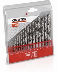 19 ks HSS Vrtáků do kovu 1-10 mm KREATOR KRT012003