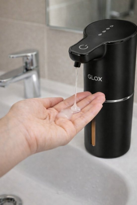 Bezdotykový dávkovač mýdla černý GLOX GM1B