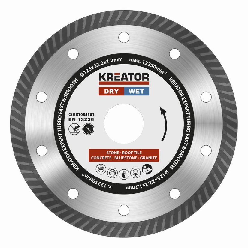 Diamantový kotouč celoobvodový 125mm EXPERT TURBO KREATOR KRT085101